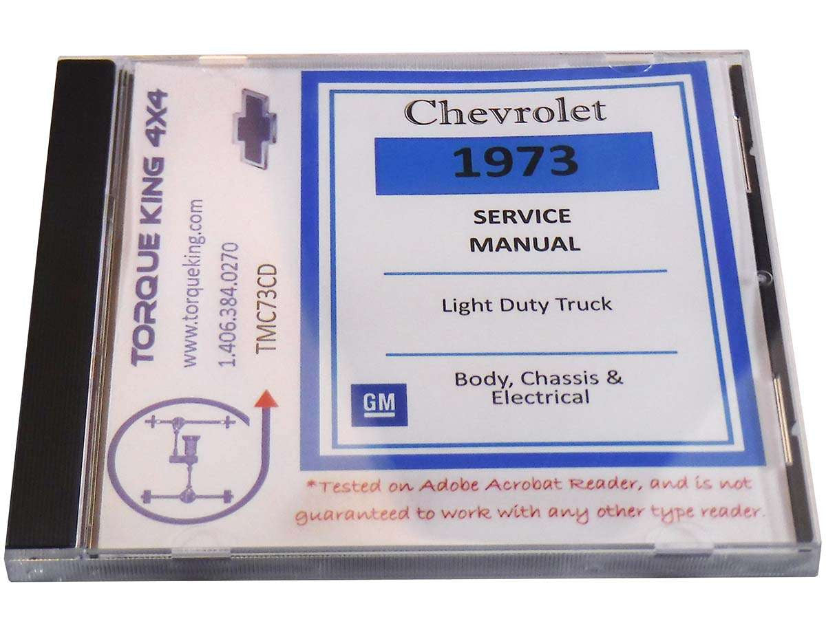 TMC73CD 1973 Chevy/GM Light Duty Truck Shop Manual CD C/K Models Torque King 4x4