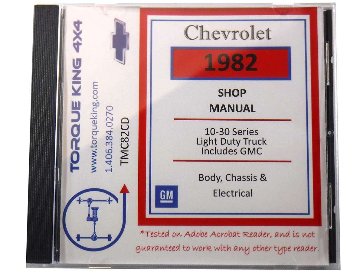 TMC82CD 1982 Chevy and GMC C/K Truck Factory Service Manual on CD Torque King 4x4