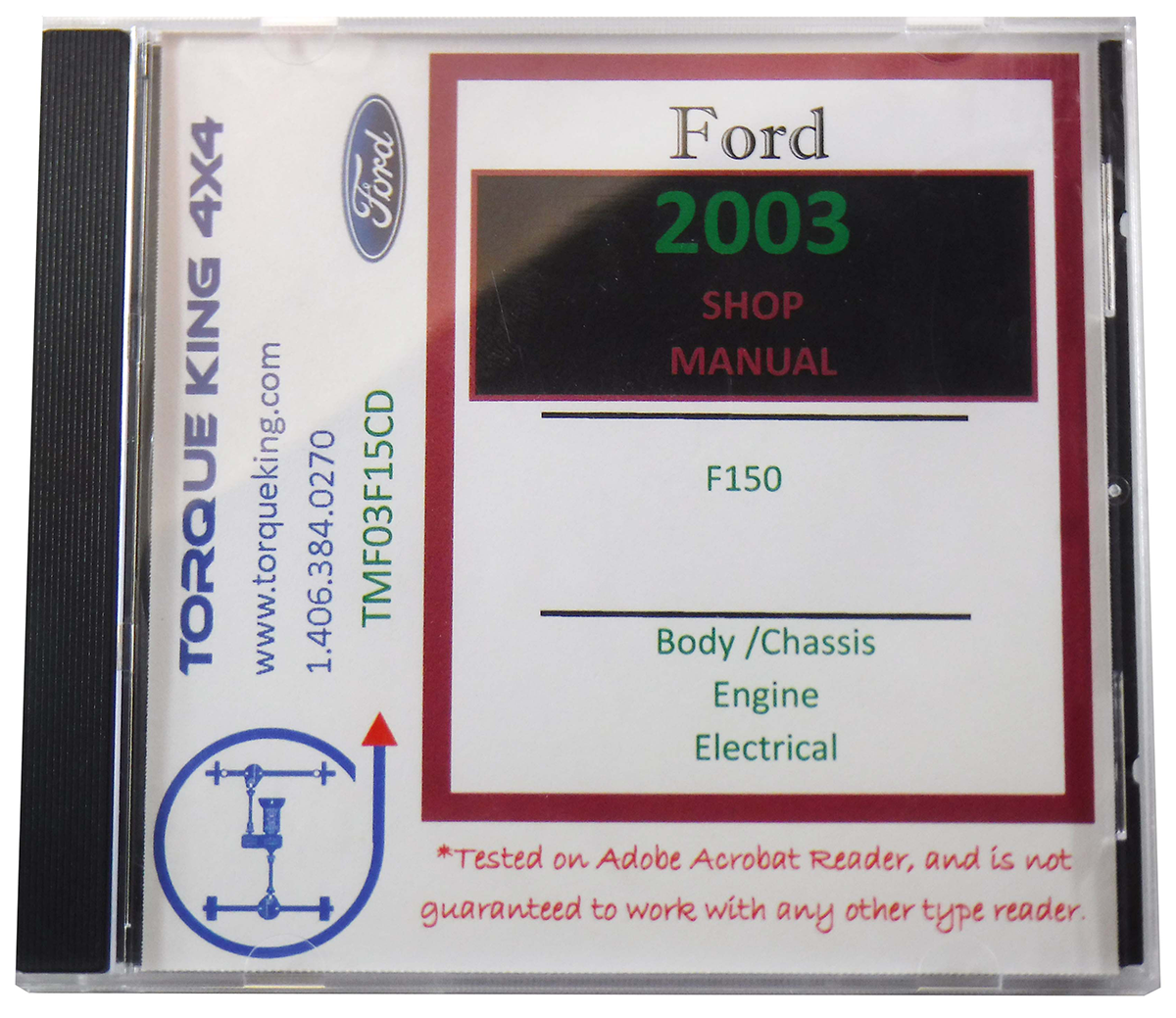 TMF03F15CD 2003 Ford Factory Shop Manual on CD for F150 Torque King 4x4