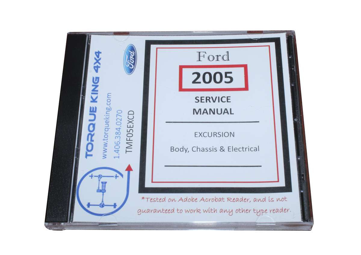 TMF05EXCD 2005 Ford Factory Shop Manual on CD for Excursions Torque King 4x4