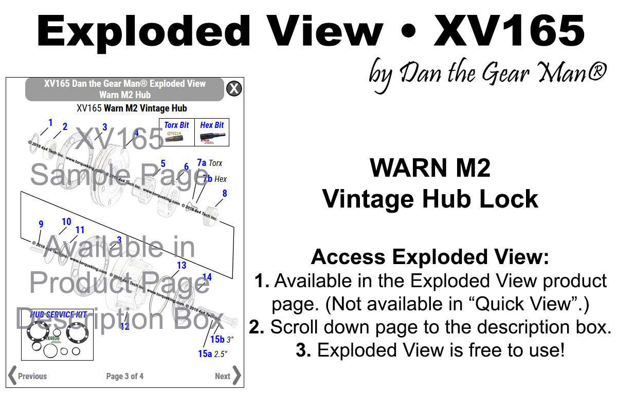 XV165 Exploded View Warn M2 Hub Torque King 4x4