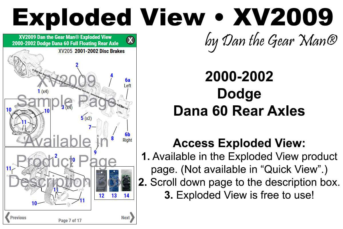 XV2009 Dana 60 Rear Axle Exploded View 2000-2002 Dodge Ram 2500 Torque King 4x4