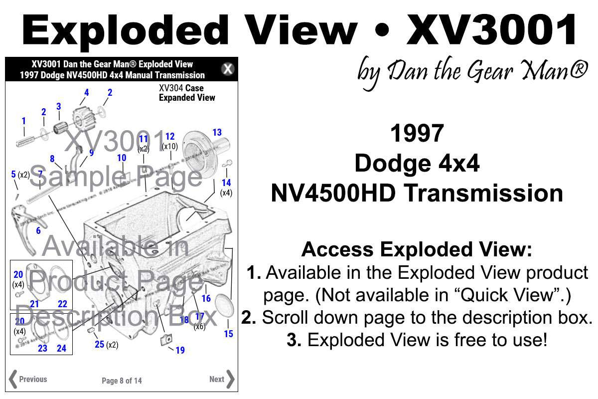 XV3001 1997 Dodge Ram NV4500HD 4x4 Transmission Exploded View Torque King 4x4