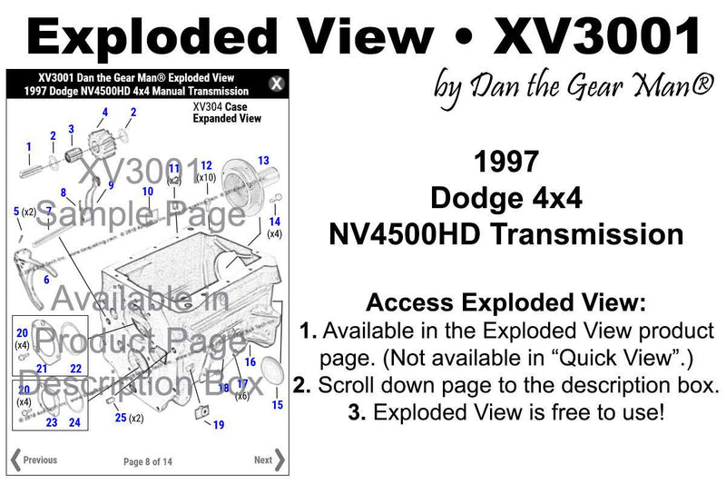 XV3001 1997 Dodge Ram NV4500HD 4x4 Transmission Exploded View