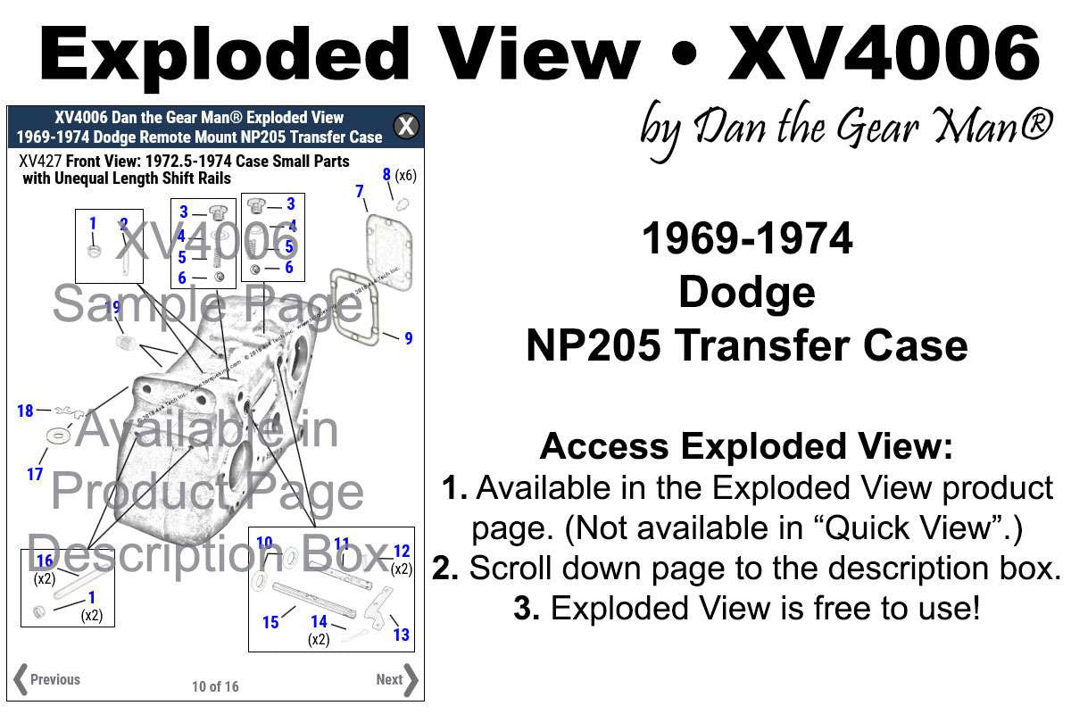 デブニキページ XV4006 NP205 Transfer Case Exploded View Diagram
