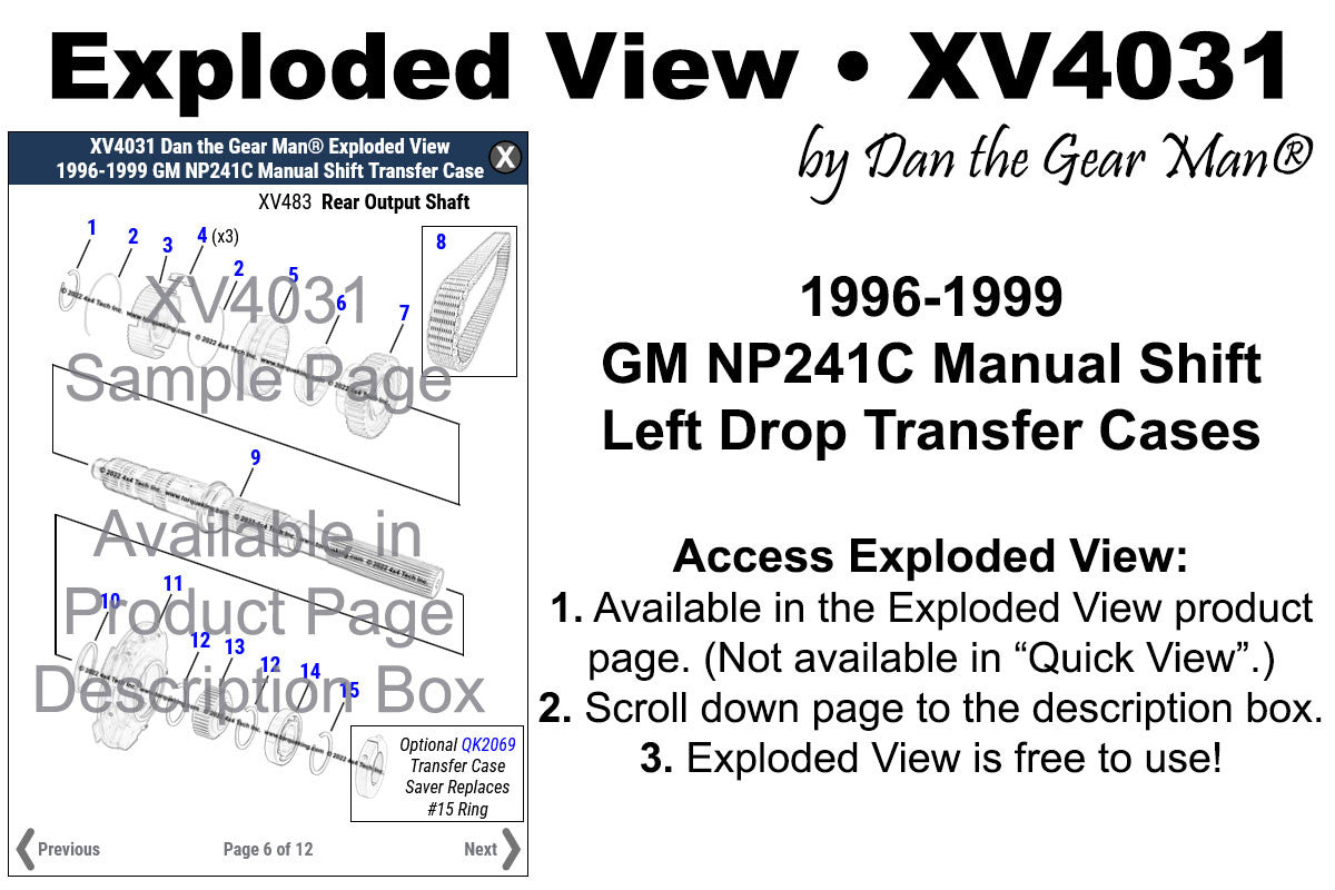 XV4031 Exploded View 1996-1999 GM NP241C Left Drop Transfer Case