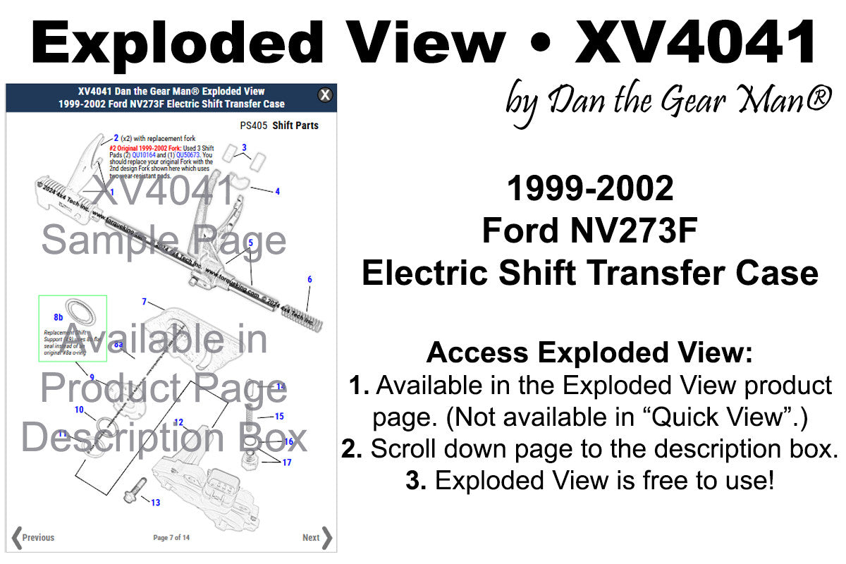 XV4041 1999-2002 Ford NV273F Transfer Case Exploded View