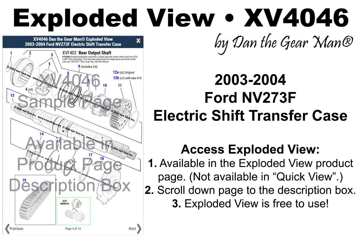XV4046 2003-2004 Ford NV273F Transfer Case Exploded View Torque King 4x4