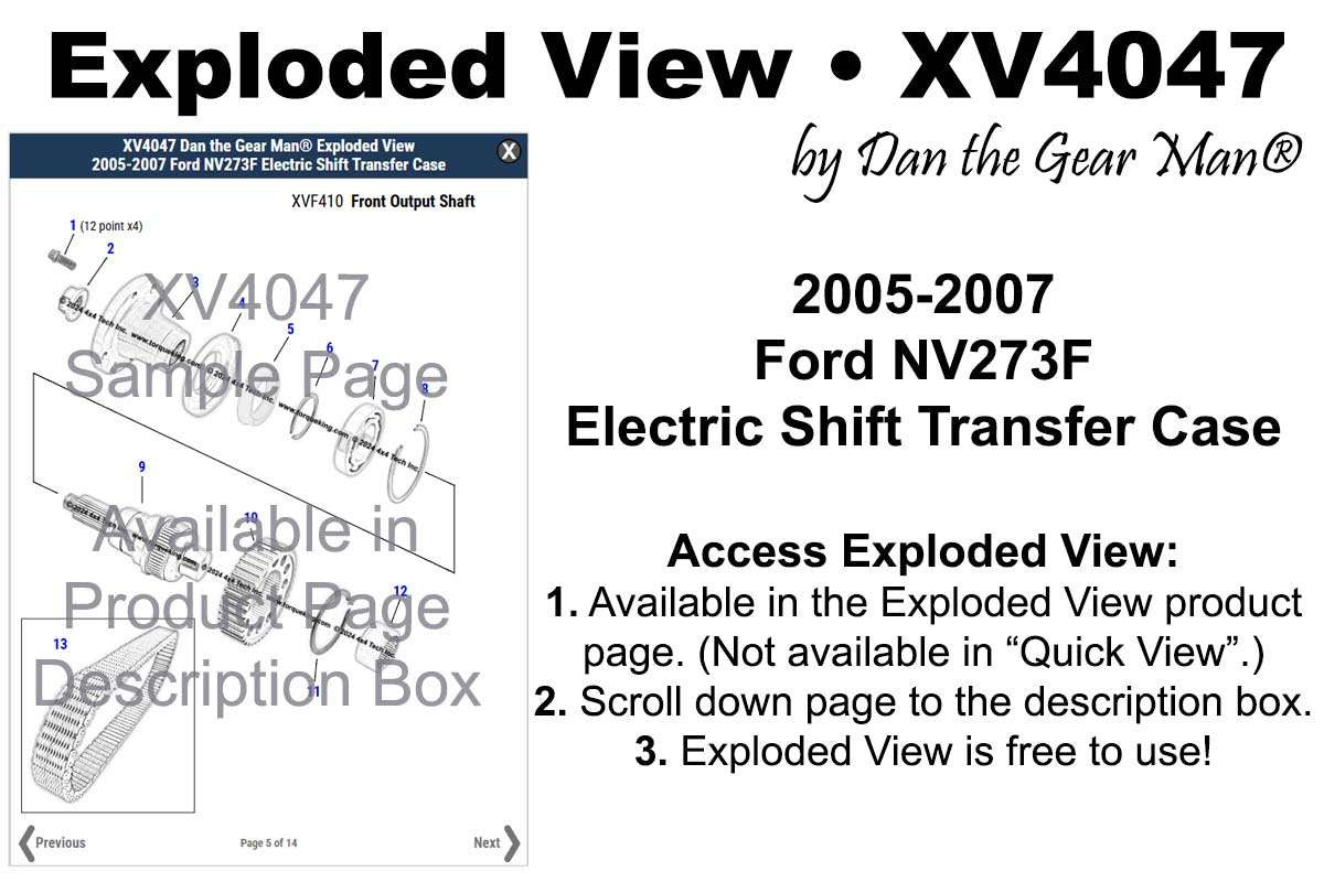 XV4047 2005-2007 Ford NV273F Transfer Case Exploded View Torque King 4x4