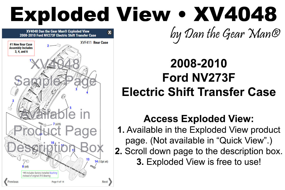 XV4048 2008-2010 Ford NV273F Transfer Case Exploded View